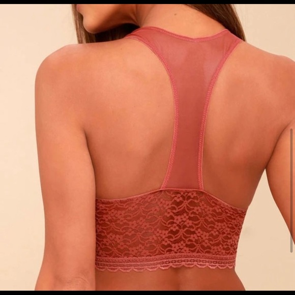 NWOT Free People Intimately Stay With Me Longline Lace Bralette Bra Terry Cotta - Picture 3 of 7